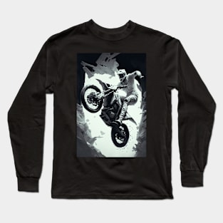 Dirt bike rider low angle  w/ grey and white Long Sleeve T-Shirt